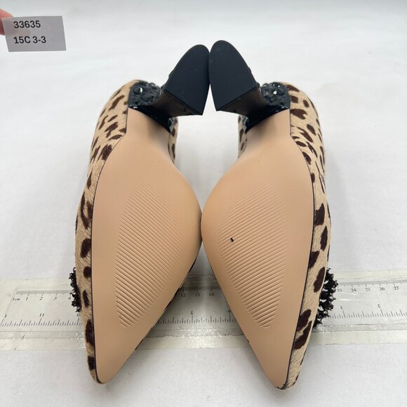 YDN Leopard Studded Buckle Pump Rhinestone Slip On Crystal Chunky High Heel Shoe - Picture 7 of 8